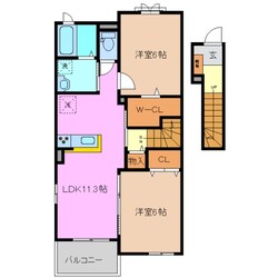 コリーヌ東坂部Ａの物件間取画像